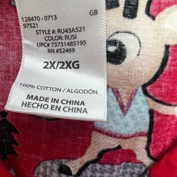 RUDOLPH THE RED NOSED REINDEER Women’s Scrub Sz 2X Multi Color V-neck SS - Picture 8 of 11